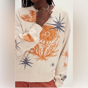 Free People X Daydreamer Folk Flower Stamps Crewneck